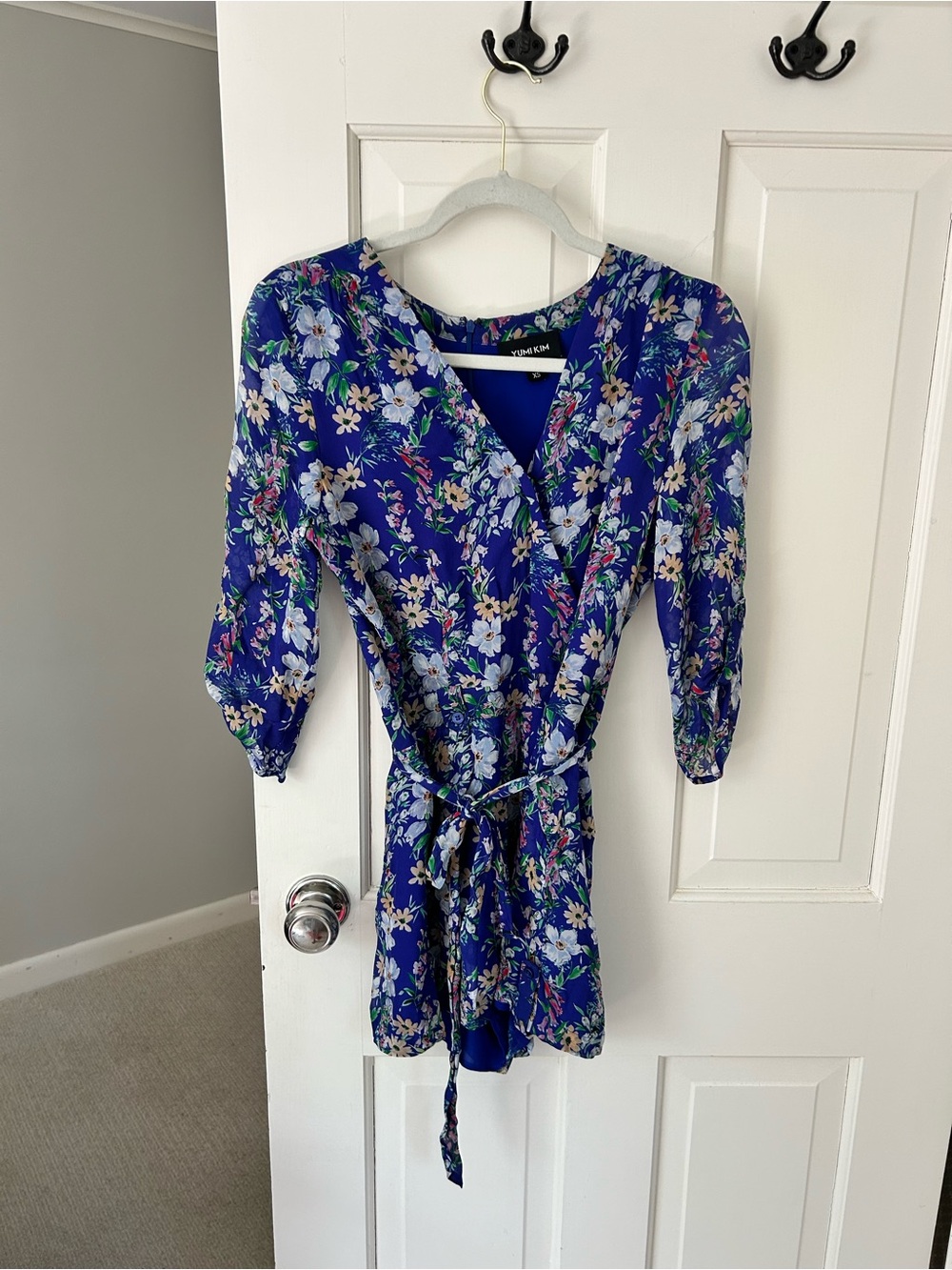 Yumi Kim Blue Floral Wrap Romper